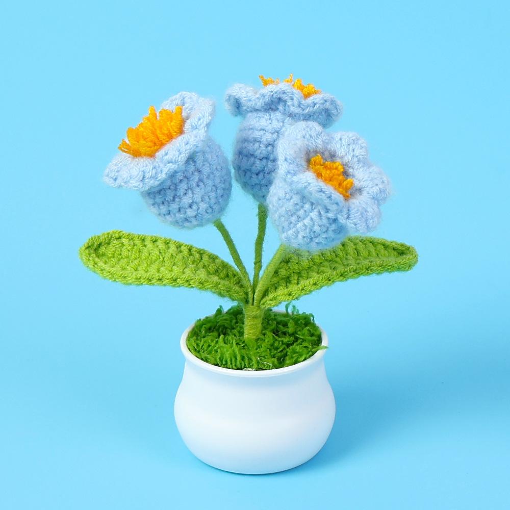 Hand-Knitted Wool Fake Flowers Set: Sunflower, Carnation, Tulip - Desktop Decor, Teacher/Student Gift, Everlasting Bouquet