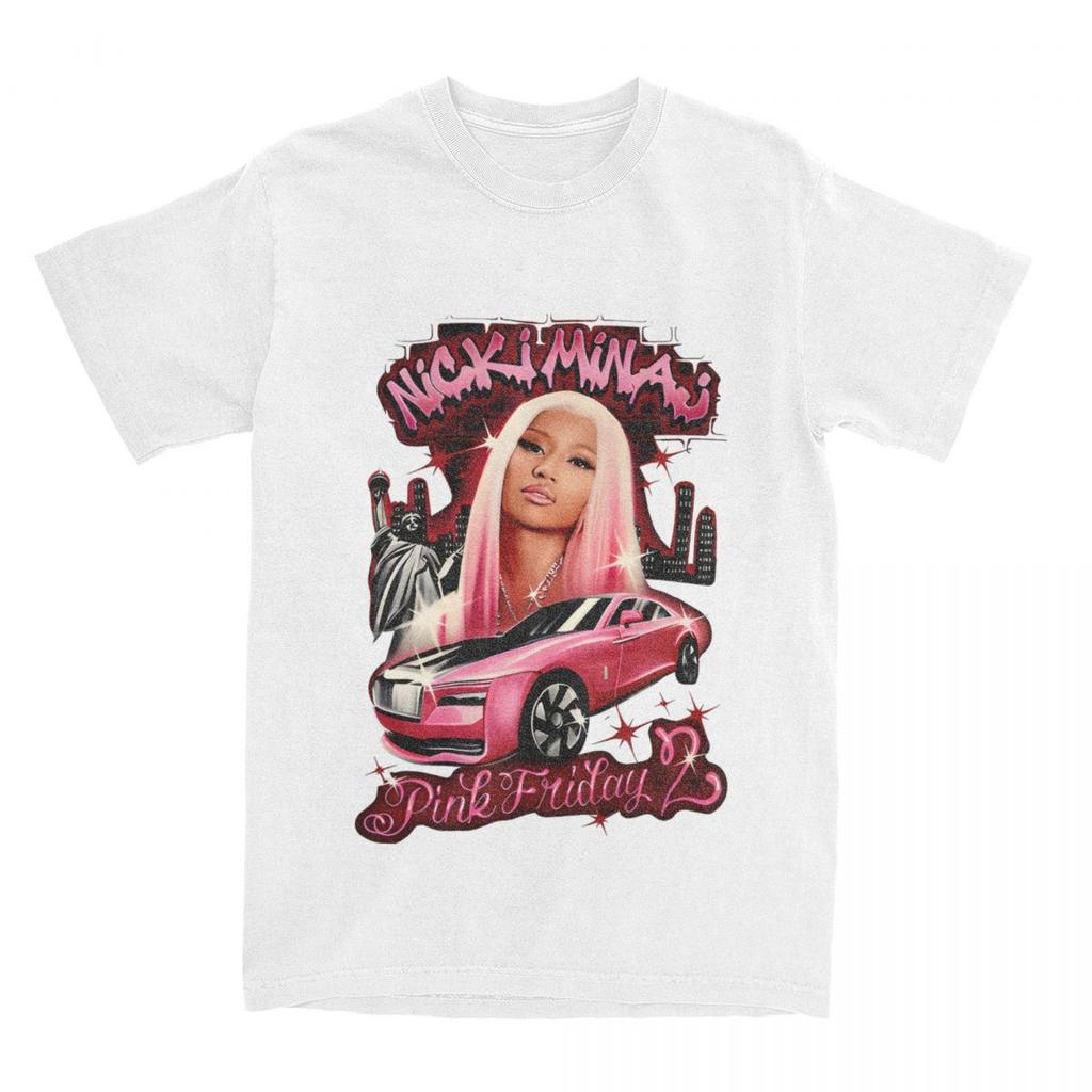 Novelty Nicki Minaj Pink Friday 2 Tour T-Shirts for Men Crew Neck Pure Cotton T Shirt Short Sleeve Tee Shirt Printed Clothes