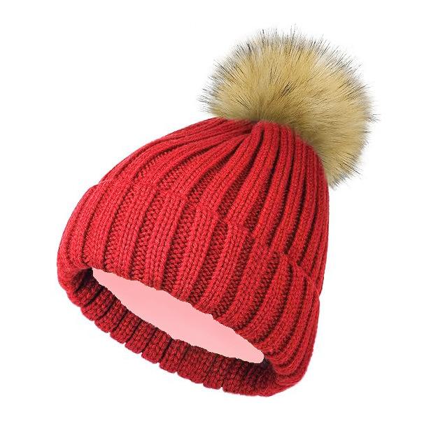 Unisex Winter Knit Beanie Hat Custom Jacquard Design Lined Warm Ribbed Skull Cap for Cold Weather красный