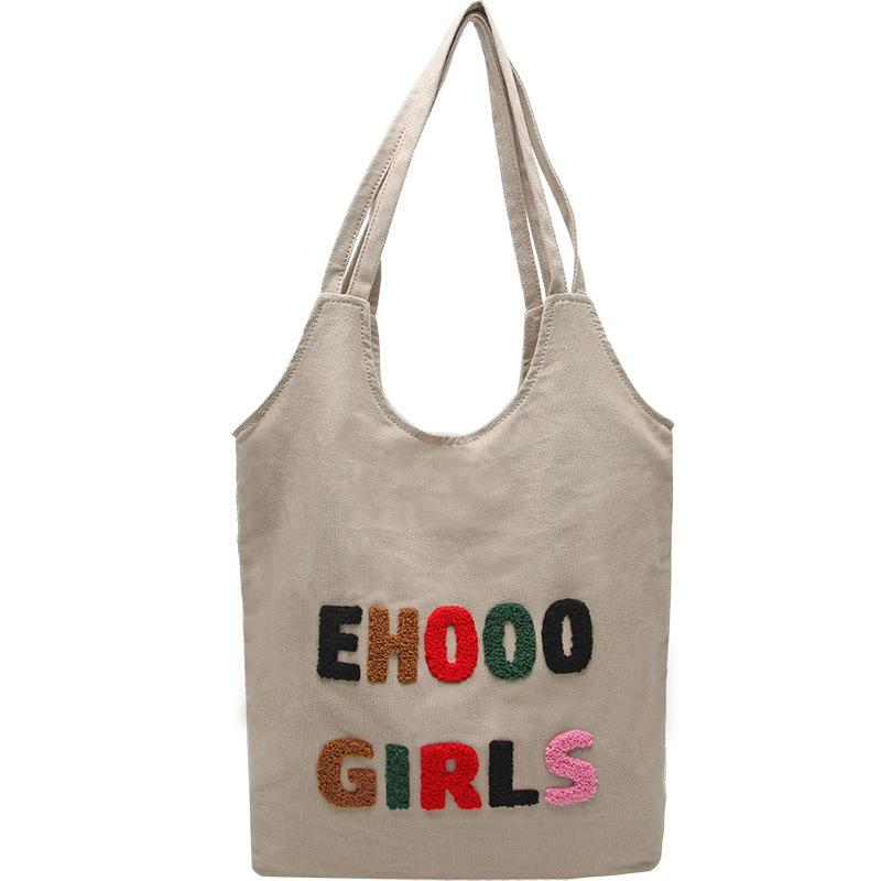 Spring Bag Canvas Bag Retro Washed Cloth Bag Bucket Bag Large Capacity Shoulder Bag