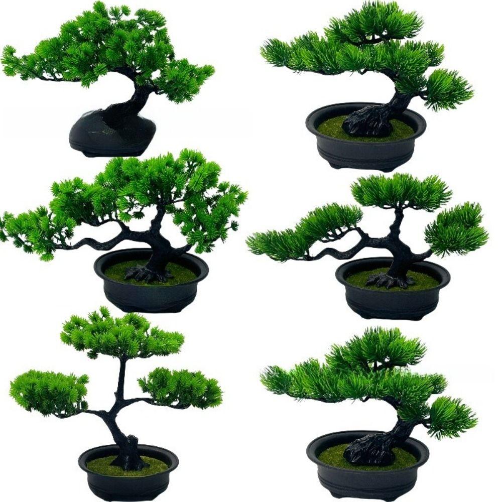 Zielone Sztuczne Drzewko Bonsai Sosna Pozdrowień Sztuczna Roślina w Doniczce Sztuczna Roślina Zielona Dekoracja Domu
