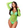 Sexy Fishnet Bodysuit Costume Lingerie For Woman Open Crotch Bodystocking Diamonds Erotic Long Sleeve Underwear Porn Catsuit