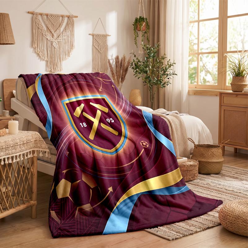 West Ham United Football Print Flannel Blanket Soft Warm Sofa Bed Throw Blanket For Home Office Bedroom