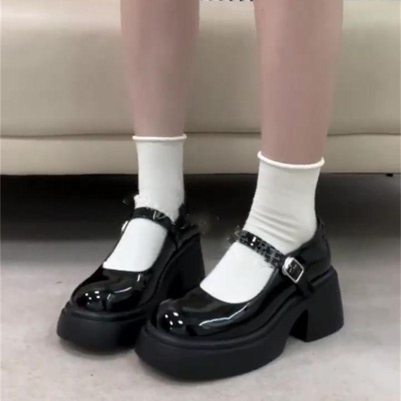 Platform Mary Jane Single Shoes Women's 2025 New Student Versatile Fashion Thick Heel Japanese College Style High Heel Small Leather Shoes