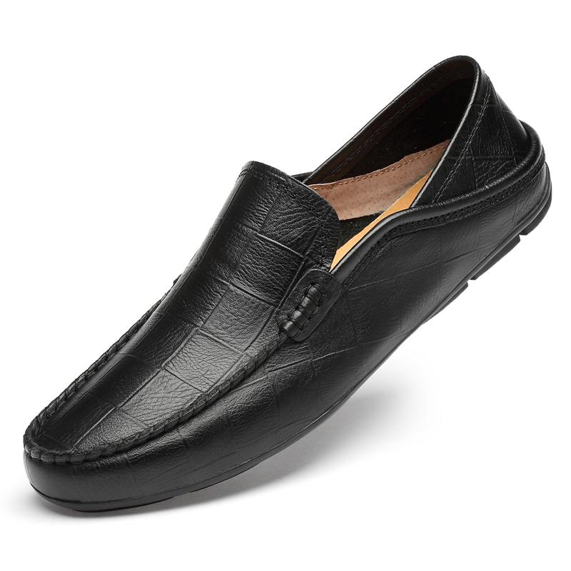 Modne miękkie dno męskie buty casualowe luksusowe marki męskie zestaw stóp mokasyny oryginalne skórzane mokasyny oddychające wsuwane buty do jazdy samochodem