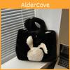 Cute Plush Bunny Handheld Tote Bag For Women Chic Winter Fashion Large Shoulder Bag