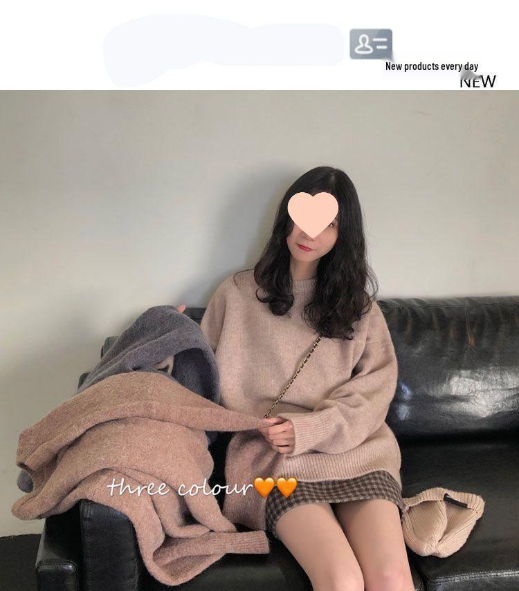 Women's Japanese-Inspired Retro Loose Knit Sweater - Spring/Summer Round Neck, Versatile & Slimming