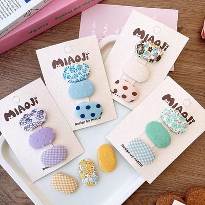 Korean Version Fabric Oval Children's Bb Clip Cute Floral Girl Bangs Hairpin Baby Hair Accessories Headgear