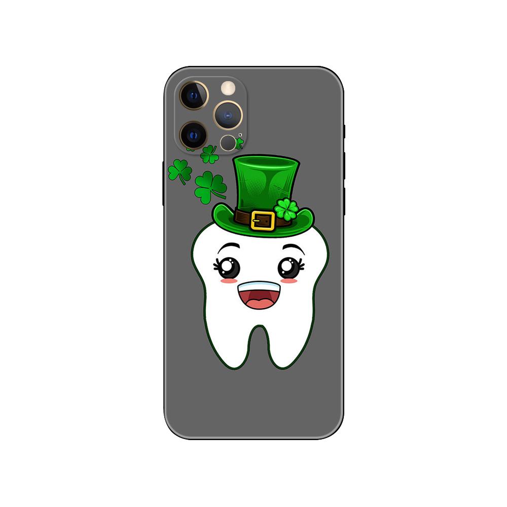 Cute Cartoon Dentist Tooth Phone Case for Iphone 5 5s 2020se 6 6s 7 8 Plus X 10 XR XS 11 12 13 Mini Pro MAX Black Tpu Back Cover