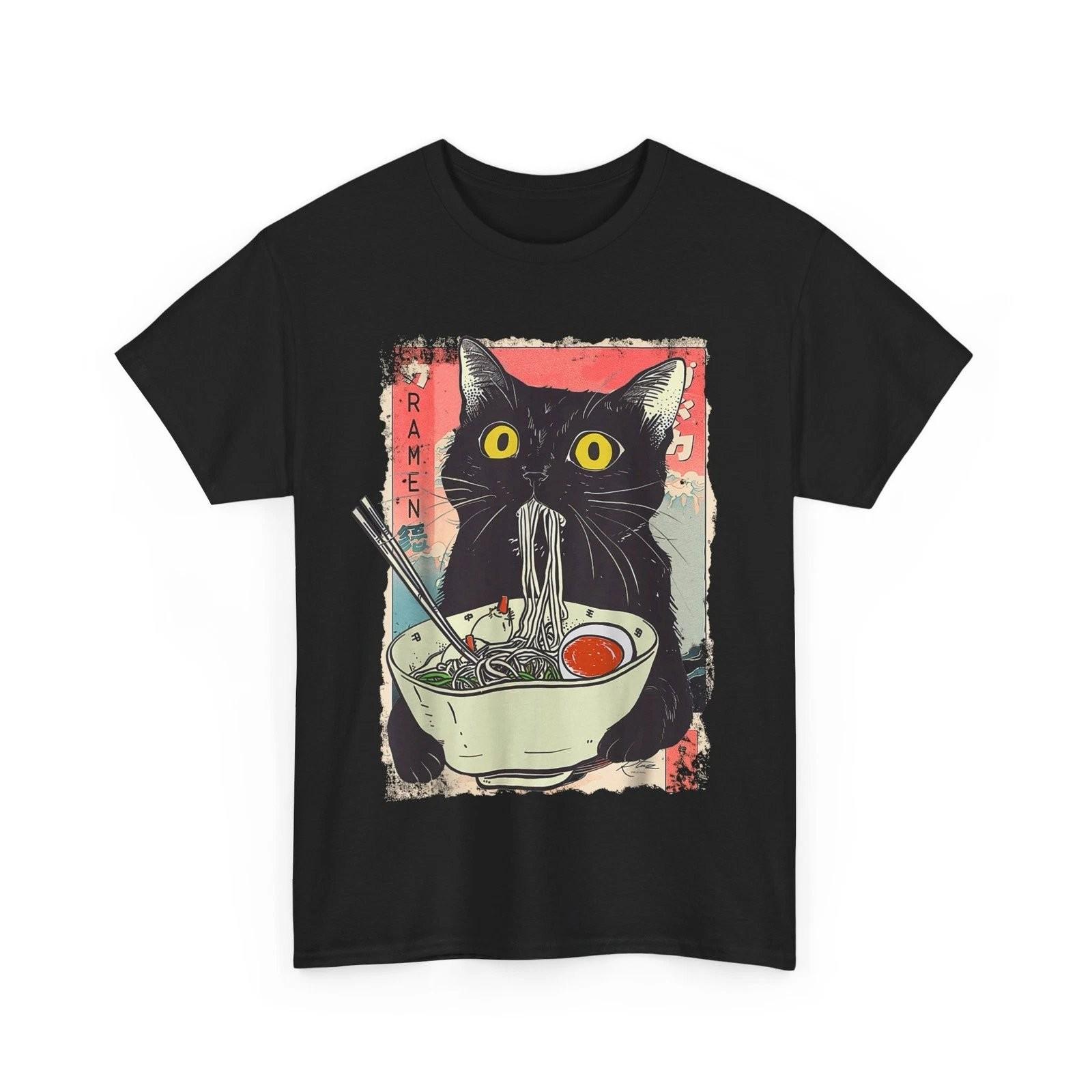 Funny Cat Ramen Noodle Japanese Anime Manga Kawaii Graphic Tee XXL