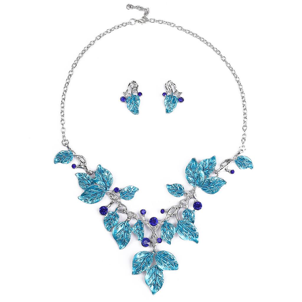 Leaf Rhinestones Jewelry Sets Retro Wedding Party Bridual Earrings for Women Accessories