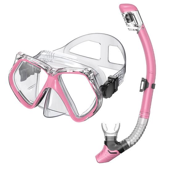 Schnorchelmaske mit Trockenschnorchel, Auslaufsichere Anti-Beschlag Panoramische Tauchmaske & Schnorchel Set, Wasserdichte Schnorchelausrüstung für Erwachsene