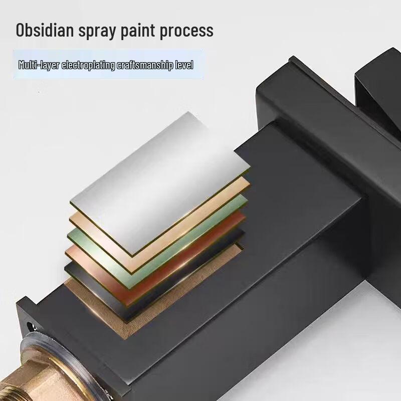 TLXT Black and Gold Tall Waterfall Basin Faucet