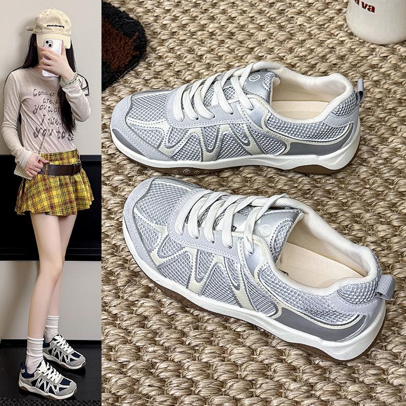 Mesh dad shoes girl 2025 autumn new student sports running shoes fashion casual moral training shoes minimalist board shoes