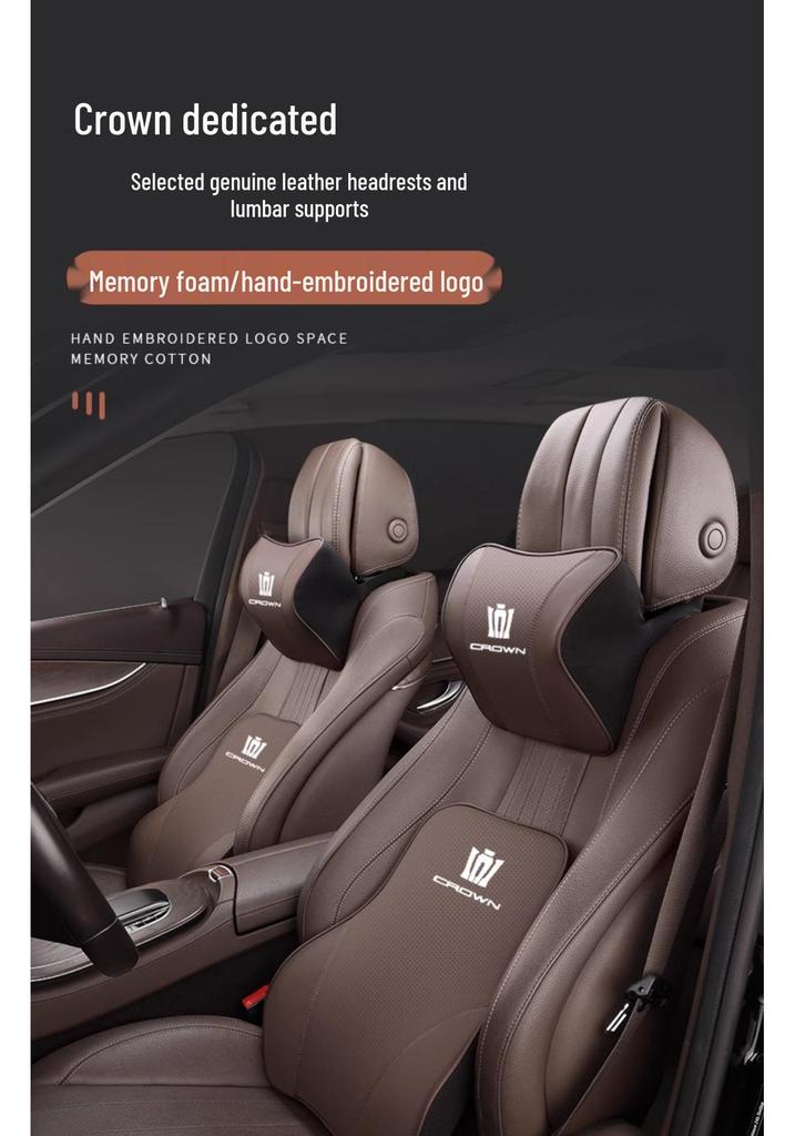 Genuine Leather Headrest & Neck Support for Toyota Crown Land Cruiser