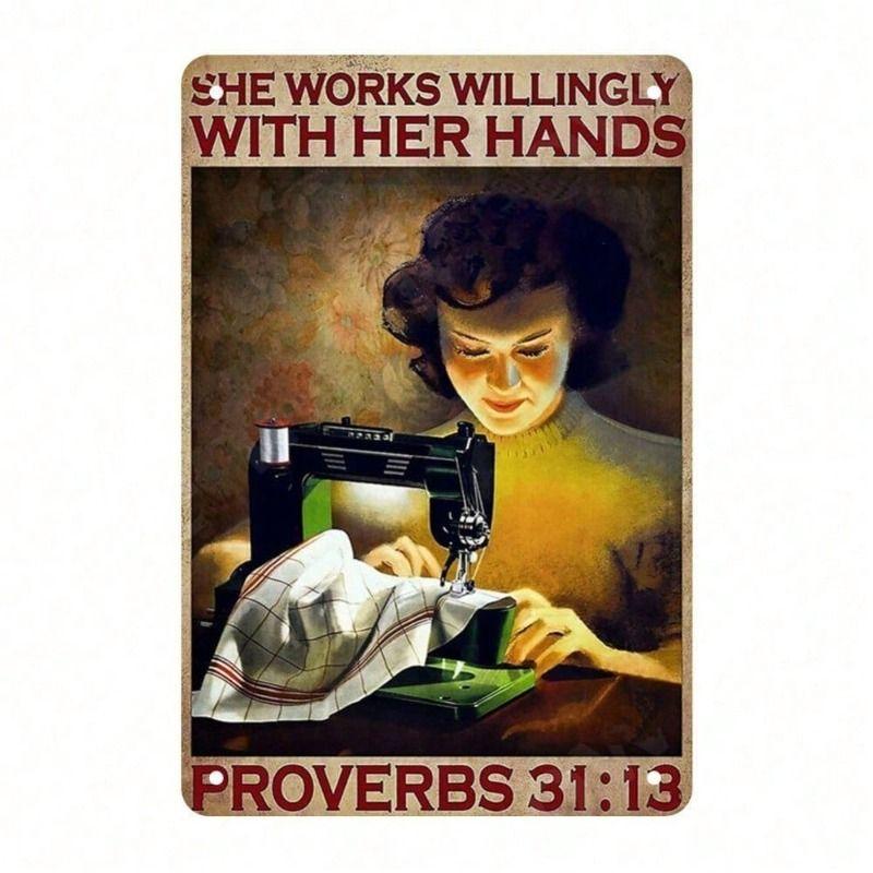 

Vintage Lady Sewing Metal Wall Decor 20x30cm Bar Poster