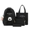 Four-Piece Backpack Set Student Schoolbag Cartoon Women's Color Block Backpack for Girls Letter Backpack