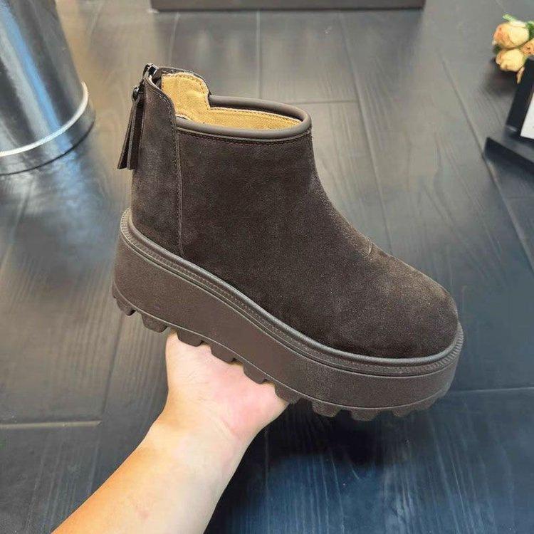Martin boots autumn and winter velvet thickened bottom British style heightening short boots snow boots muffin boots cotton boots