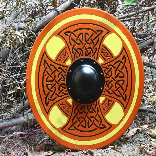 Karniproduction Viking Shield Roleplay Cosplay Item Medieval Celtic Wooden Carved Reviser Emblem