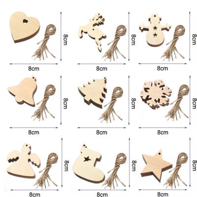 Wooden Ornaments – 10 Pcs Ornament Decoration Kit For The Christmas Tree – Wooden Decorations With Hanging Cords