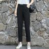 BITCED 9 Color Pure Cotton Nine Point Trousers Spring Summer Slim Straight Loose Casual Pants Women Solid Color Harem Pants
