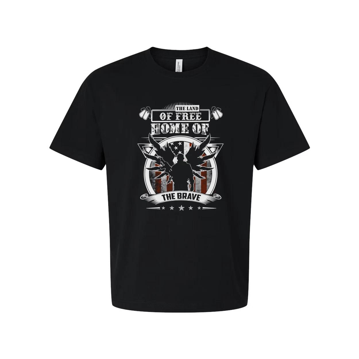 Patriotic Veteran Unisex Tee With Eagle And American Flag Graphic The Land Of Fr 2XL