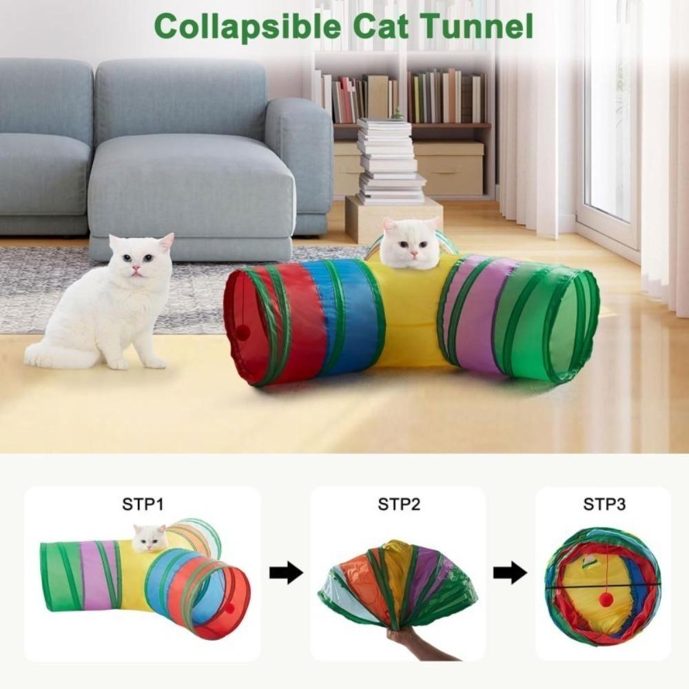 S Shape Foldable Cat Tunnel Large Diameter Interactive Play Tube Easy Clean Indoor Exercise Toy for Kittens Pets