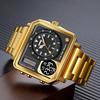SKMEI Clock reloj hombre Full Steel Back Light Analog Digital Sport Watches Mens Casual 2 Time Chrono Wristwatch Waterproof