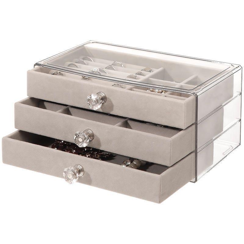 Three-Layer Acrylic Jewelry Storage Box - Drawer Style for Earrings, Rings, Necklaces, and Bracelets