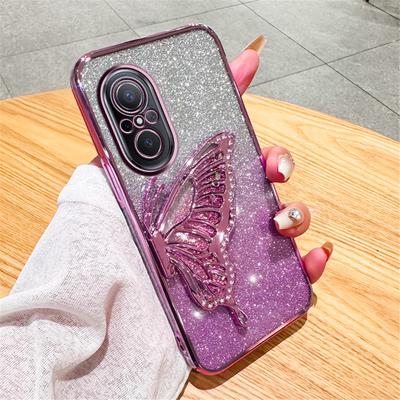 Nova 9 SE Gradient Glitter Butterfly Quicksand Phone Case For Huawei Nova 10 12 11 10 5T 7 11 9 8 7 SE Pro Y70 Plus Soft Cover