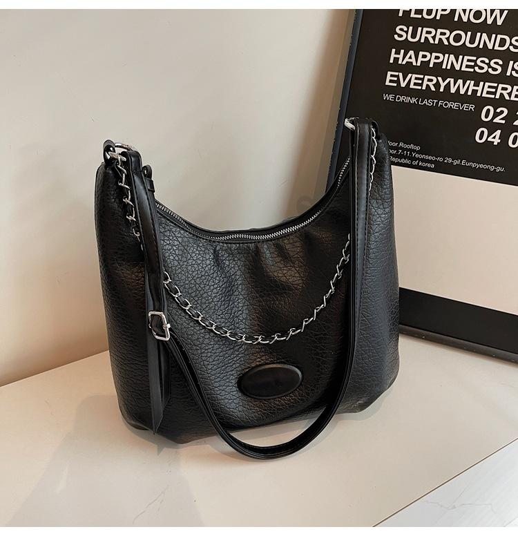 

Корейская версия сумки-тоут, высококлассный дизайн, вместительная простая сумка на цепочке, модная простая и универсальная сумка-мессенджер через плечо чёрный