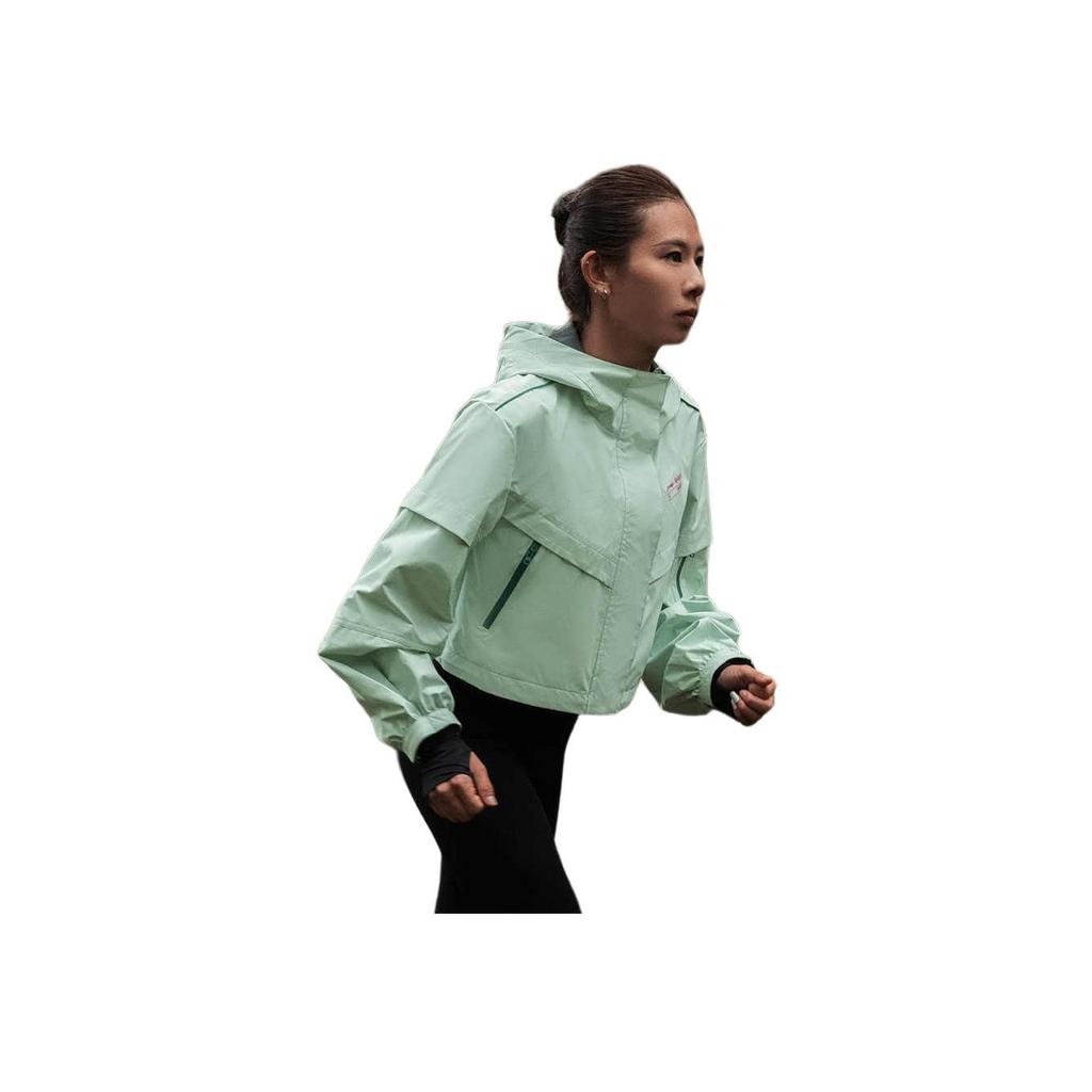 Li Ning Hooded Short Sports Long Sleeve Jacket Women Jacket Bamboo-Green AFDT890-3