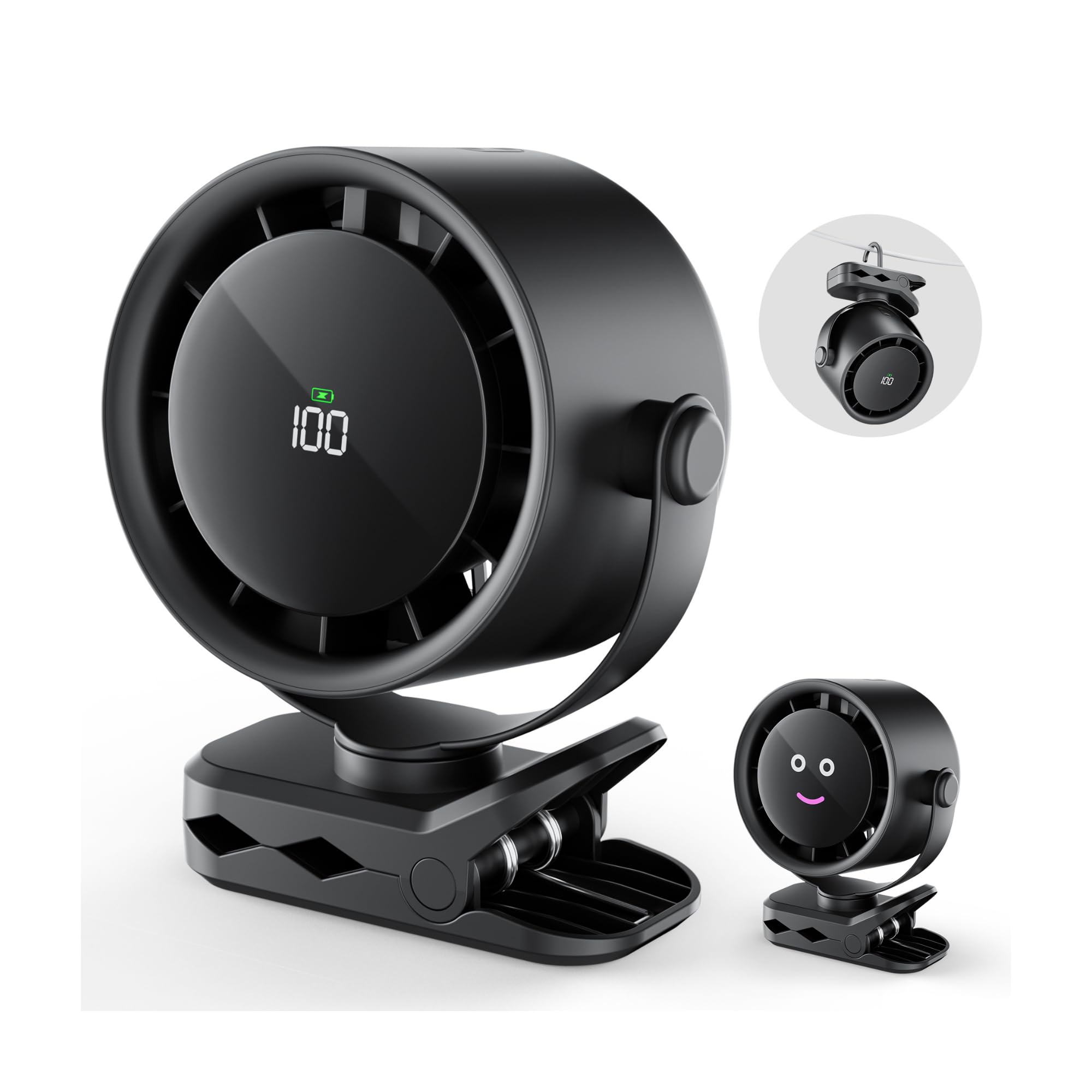 

Model 8000mAh Desktop High Quiet Up to 20 Hours Continuous USB Airflow Adjustment Duct Fan Scientific Wall 360 Degree Angle LED Battery Level for чорний