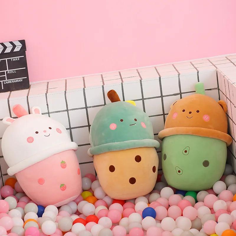 Cute Milk Tea Animal Plush Pillows Rabbit Plush Pliiows Bear Plush Pillows Dinosaur Toy Plush Pillows Girl Gifts Sofa Pillows
