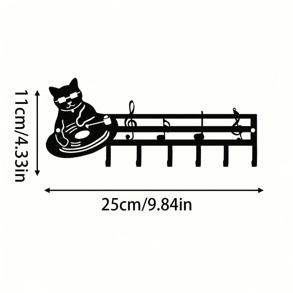 Black Cat Shaped Wall Hook Key Towel Umbrella Rack Iron Home Entryway Decor