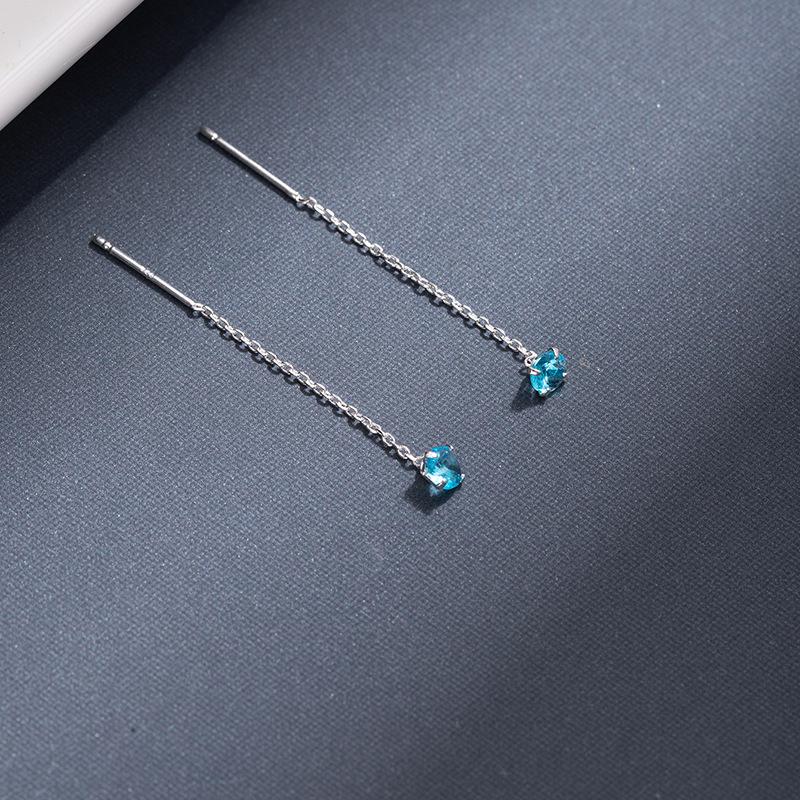 Серьги-гвоздики с цирконом на четыре лапки Модные серьги с бахромой Простые серьги-гвоздики с бриллиантом, подчеркивающие индивидуальность Универсальные серьги