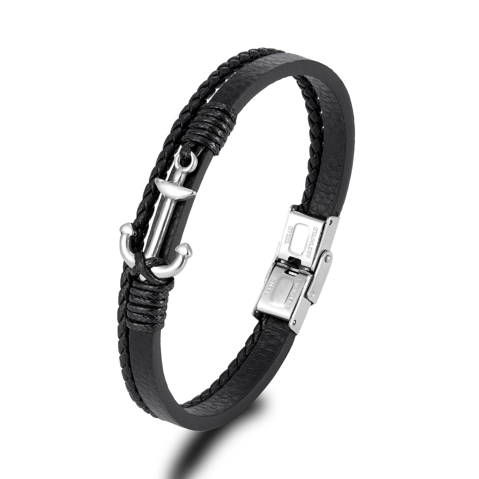European American Fashion Trend Weaving Multi-layer Winding Ins Style Men s New Stainless Steel Leather Bracelet Accessories