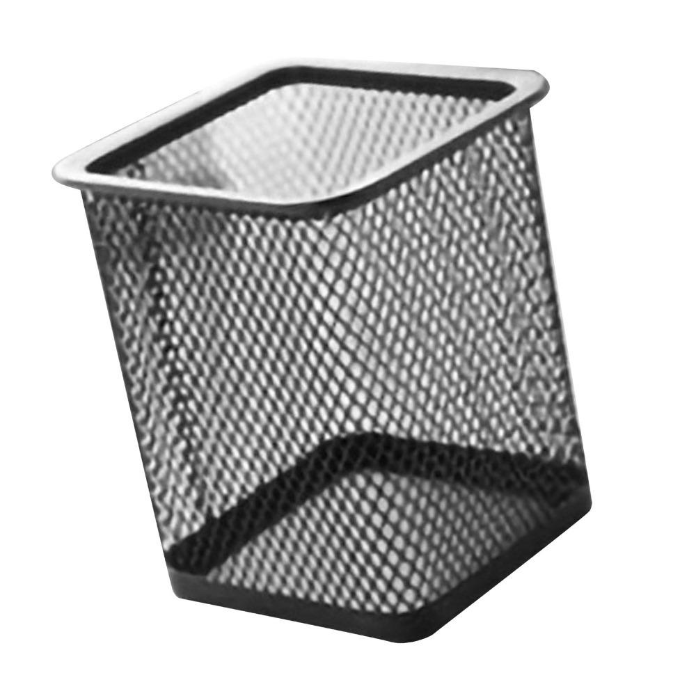 2 pcs Metal Pen Holder Solid Structure Square Storage Tube Desk Container Stationery Sorting