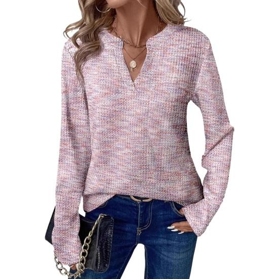 

Women Tops V-Neck Long Sleeve Soft Stretchy Loose Fit Pullover Tops Spring Autumn L