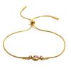 Hot Selling Fashion Design Bracelets Stainless Steel Snake Chain 18K Gold Plated Birth Stone Zircon Jewelry Adjustable Bracelet