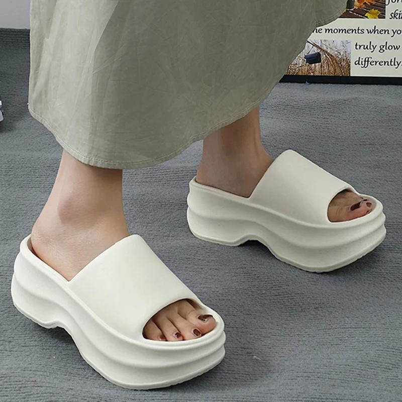 Fashion Rimocy New Chunky Platform Slippers Women Summer 2025 Fashion Thick Bottom Eva Sandals Woman Lightweight Non Slip Beach Slides