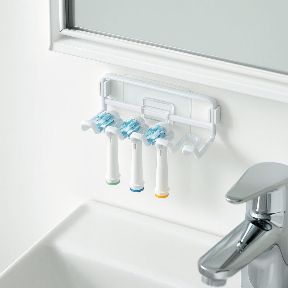 4 Slots Multi-head Toothbrush Holder Metal Wall Mounted Electric Toothbrush Holder Space Saving Self Adhesive