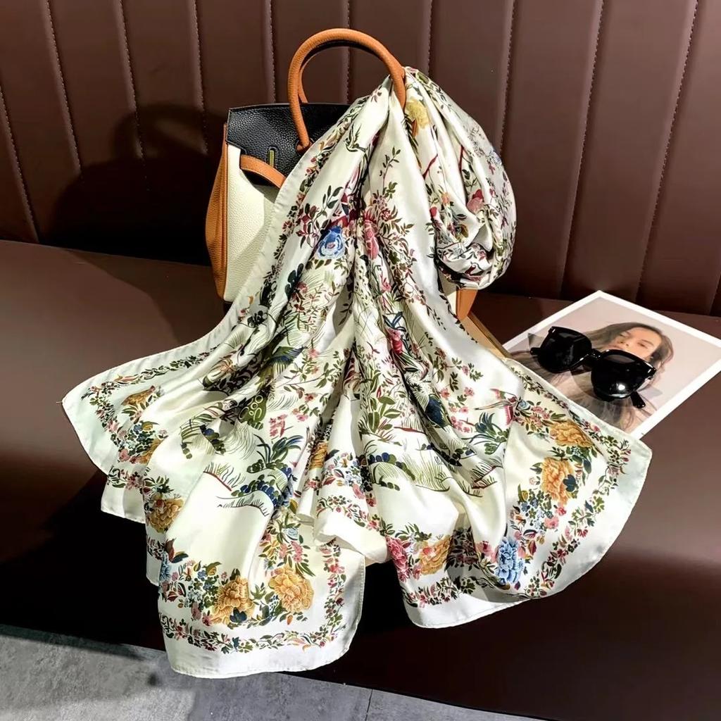 Luxury Gradient Silk Scarf Women Brand Solid Femme Shawls Wraps Bandana Head Foulard Fashion Lady Hijab Wedding Poncho