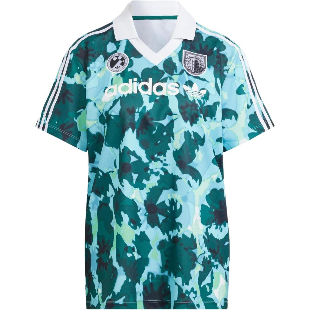 Adidas Originals Trefoil Allover Print Floral Jersey Sports T-Shirt Women Tops Forest-Green IR9809