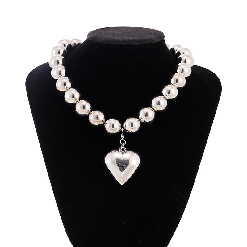 Exaggerated Punk Choker: Large Beaded Geometric Necklace for Women
