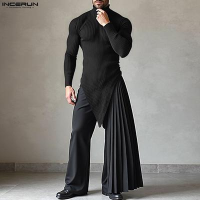 Men Long Sleeve Irregular Casual Fitted T-Shirts Tops Undershirts