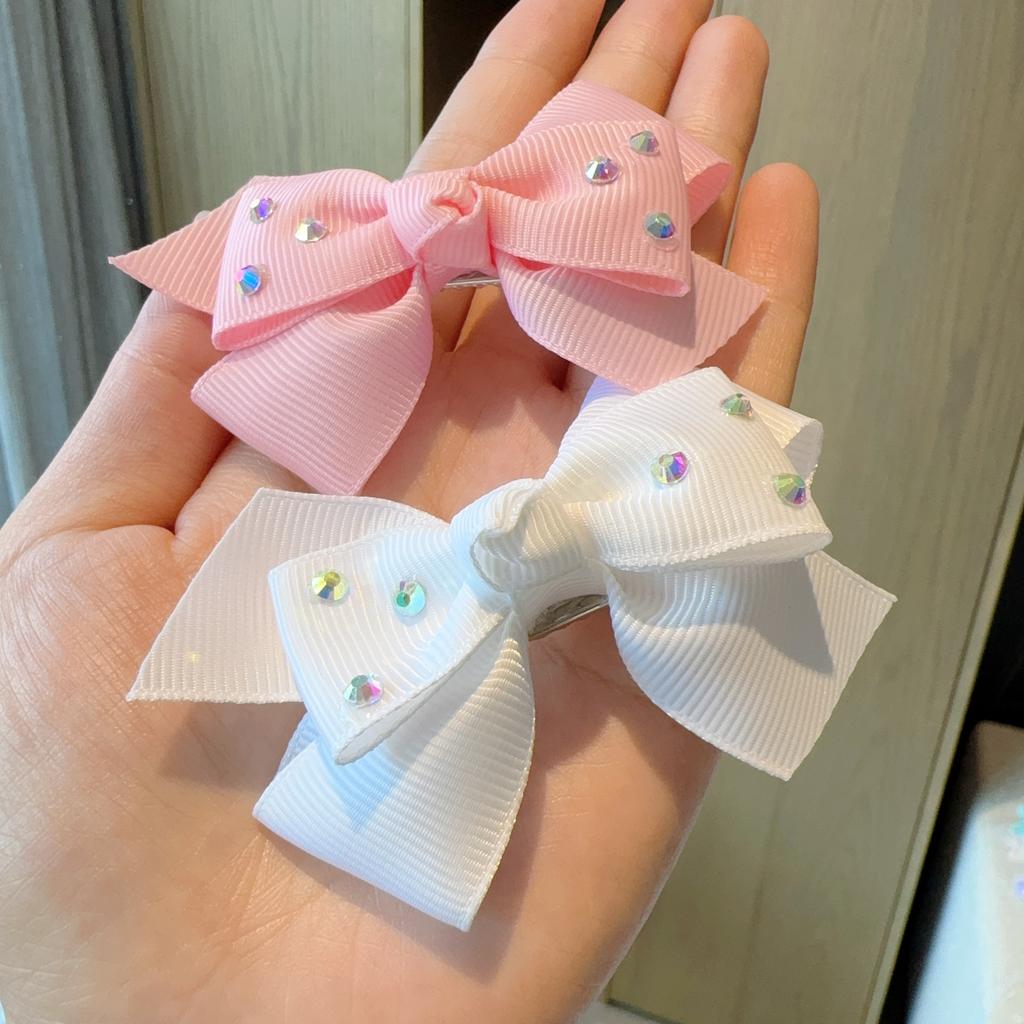 2Pcs/lot Baby Solid Hair Bows Hair Clips Ribbon bow Hairpin for Girl Cheer Bowknot Barrettes Children Headwear Hair Accessories