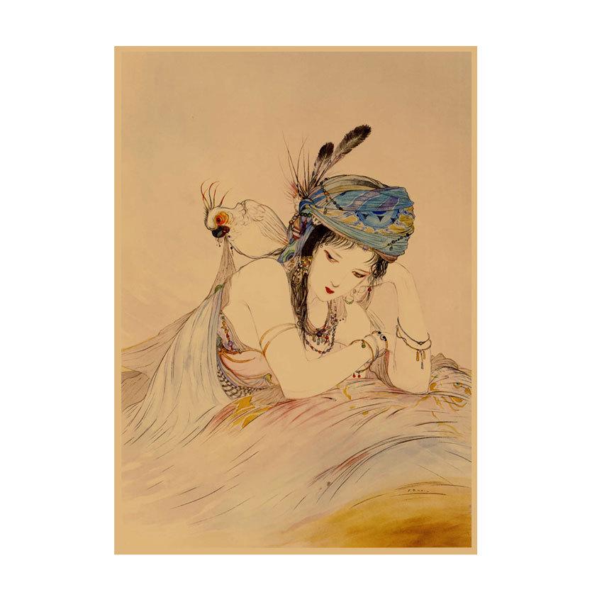 Yoshitaka Amano Retro Japanese Illustration Poster for Bar & Restaurant Wall Decor