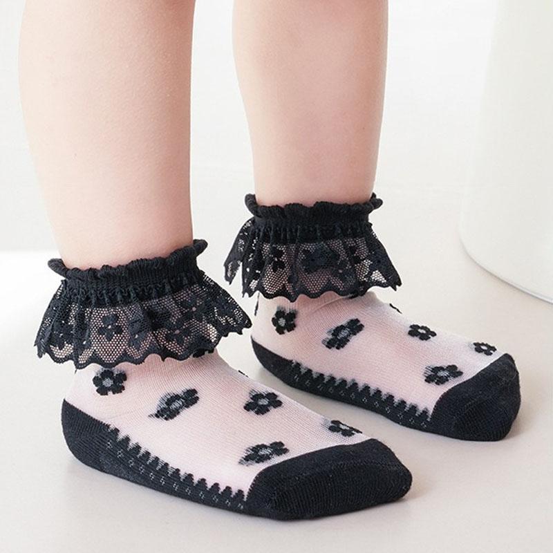 Baby Girl Socks Breathable Cotton Lace Ruffle Princess Mesh Socks Children Ankle Short Sock White Pink Beige Girls Kids Toddler