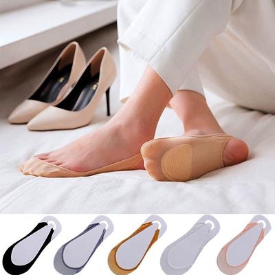 Ultrathin Invisible Shallow Mouth Non Slip Silk Socks for High Heels Shoes Ice Silk Thin Half-Palm Suspender Sock Slippers